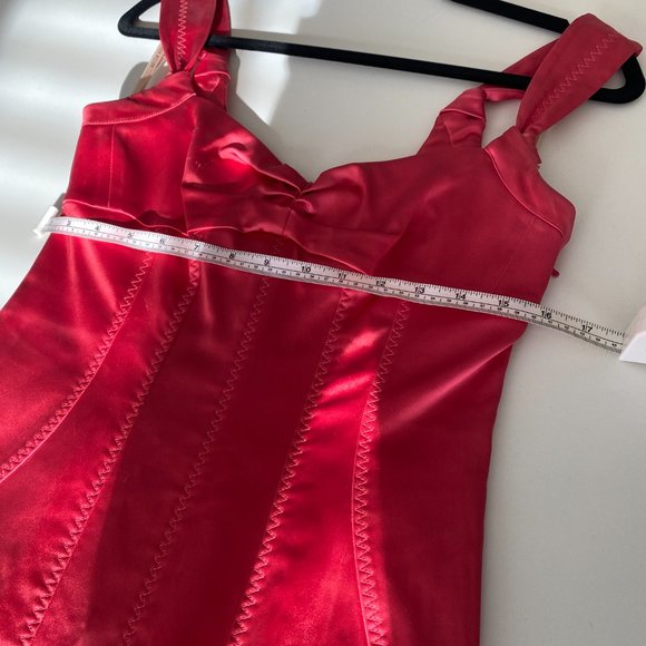 Karen Millen Red Corset Midi Dress (With Bow at Back!) - Picture 2 of 8